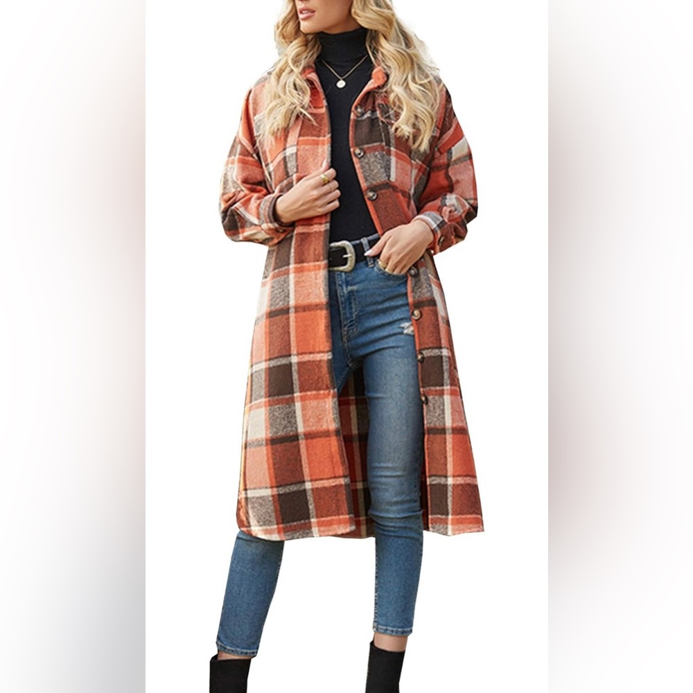 XL Women’s Long Shacket With Pockets, Perfect for Fall